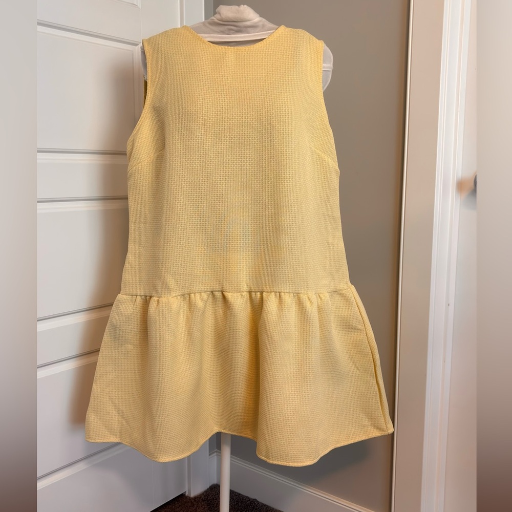 Sleeveless Drop-Waist Mini Dress in Soft Yellow